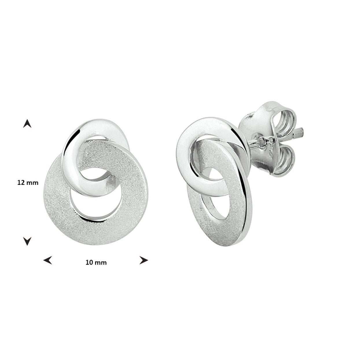 Fantasy Collection Oorbellen rond poli/mat zilver