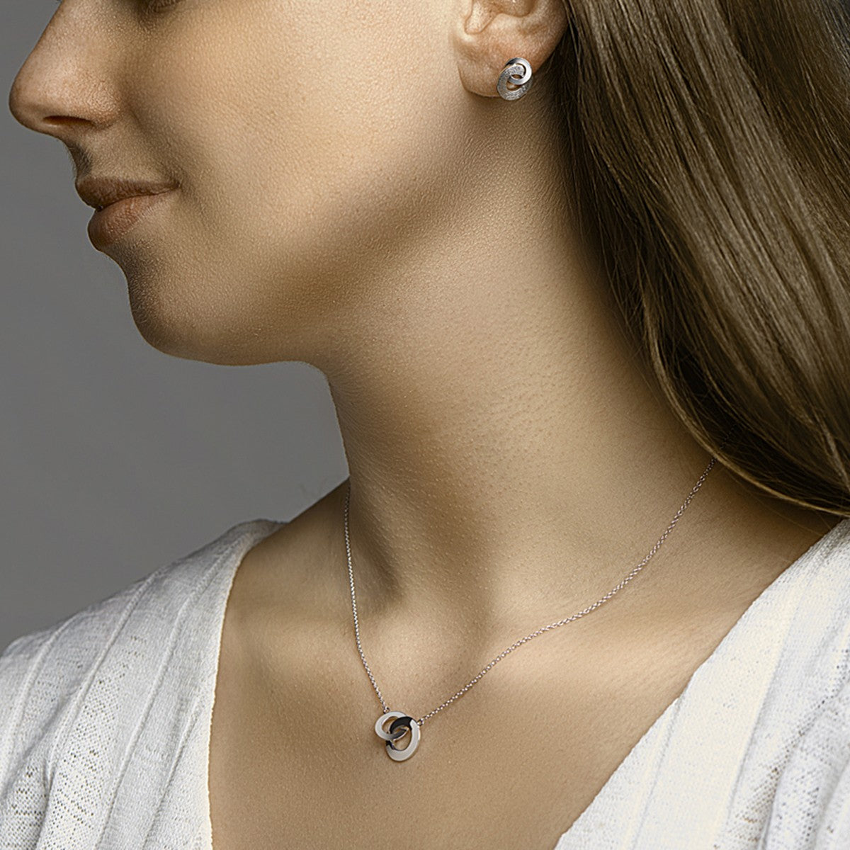 Fantasy Collection Collier rondje poli/mat 42 - 45 cm zilver