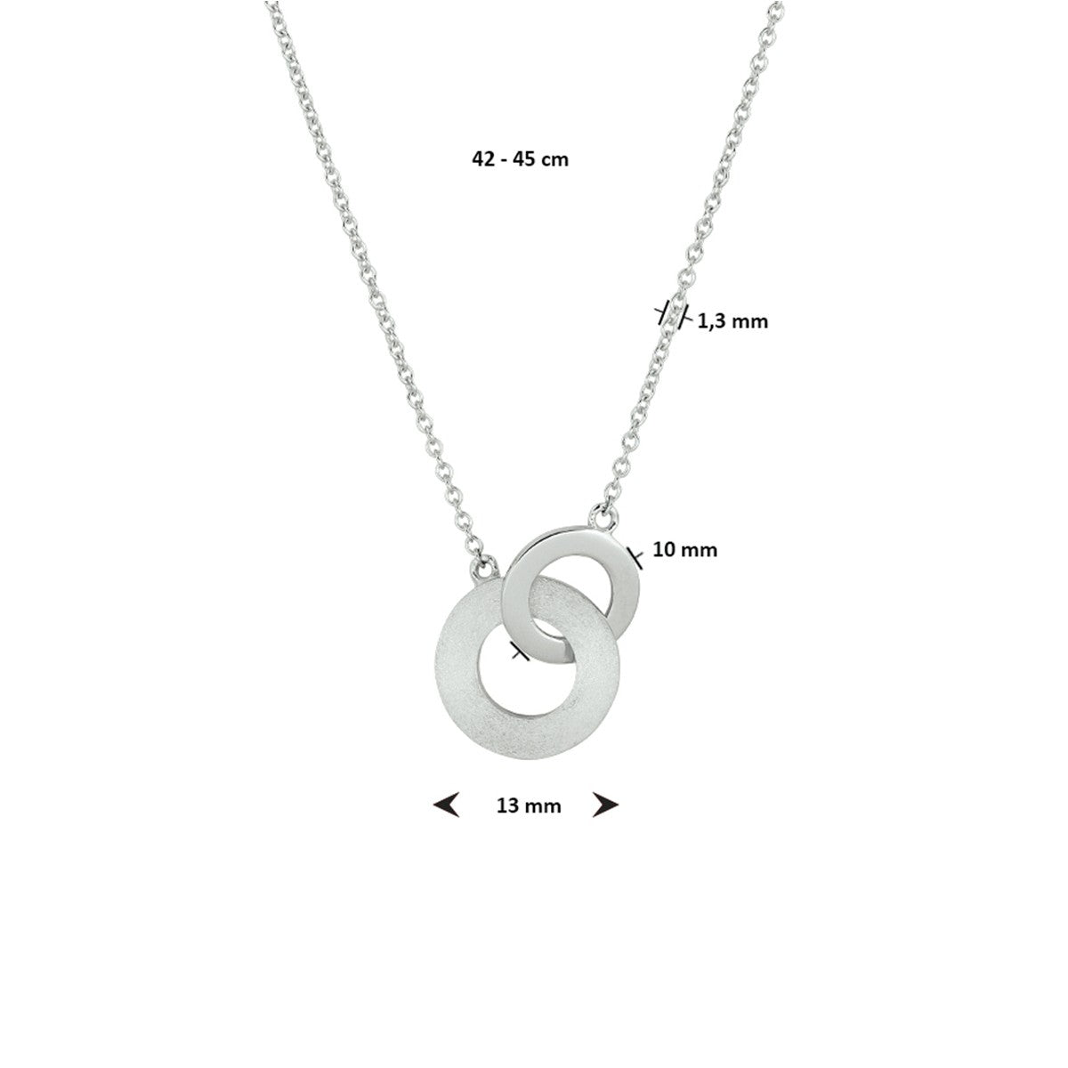 Fantasy Collection Collier rondje poli/mat 42 - 45 cm zilver