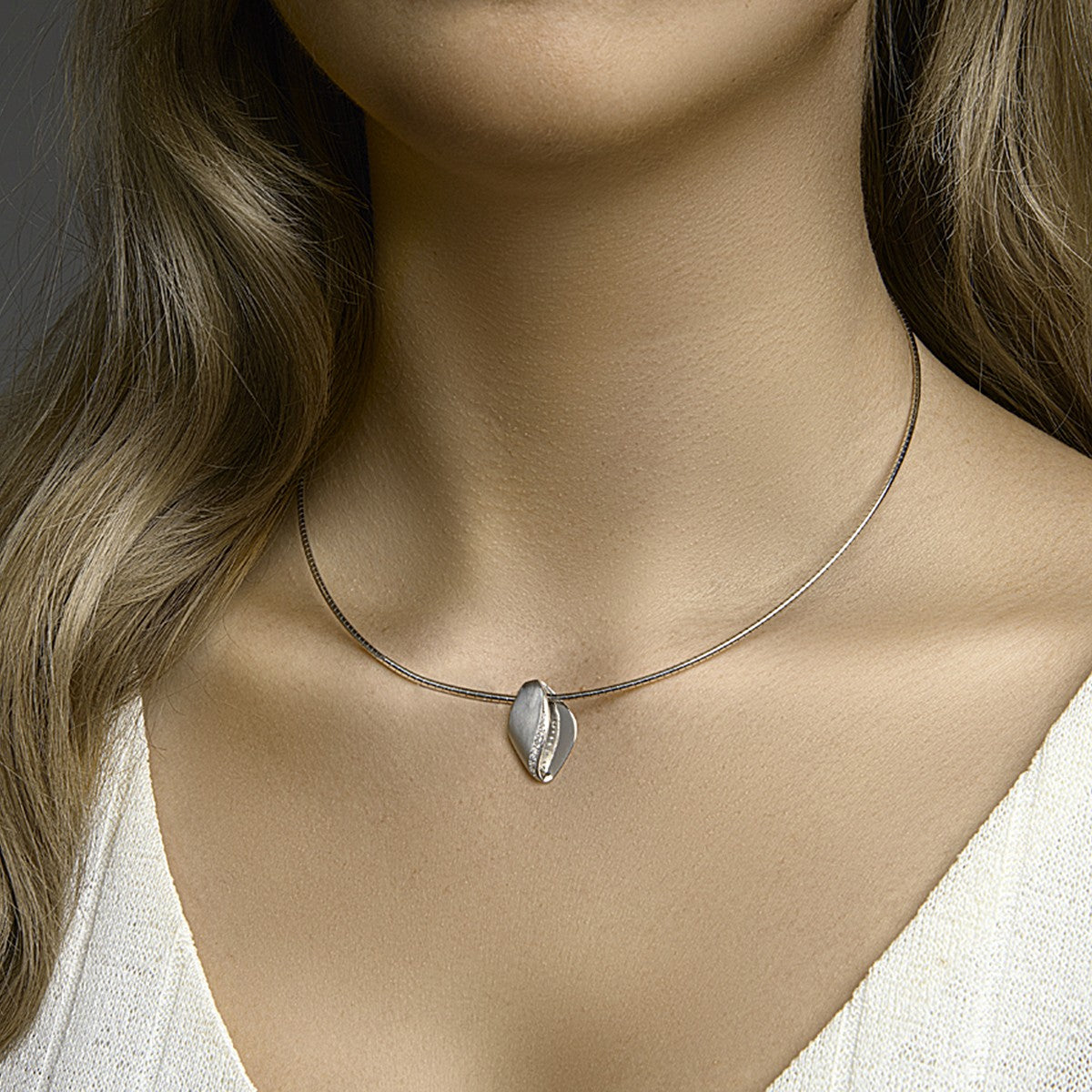 Fantasy Collection Collier zirkonia poli/mat 42 + 3 cm zilver