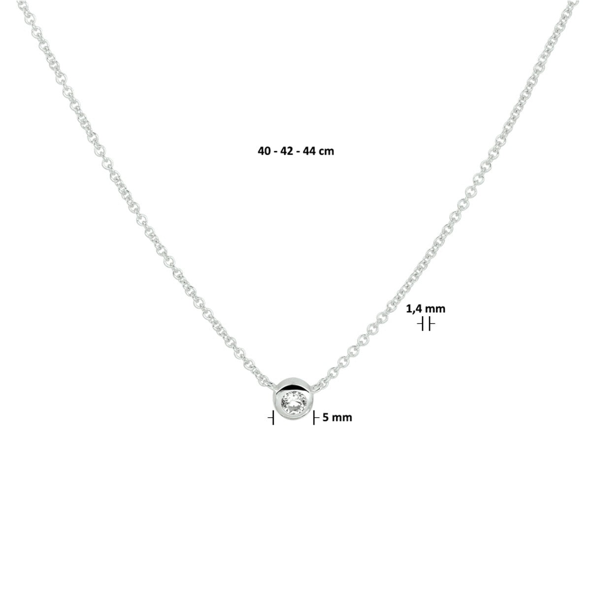 Fantasy Collection Collier zirkonia 40 - 42 - 44 cm zilver