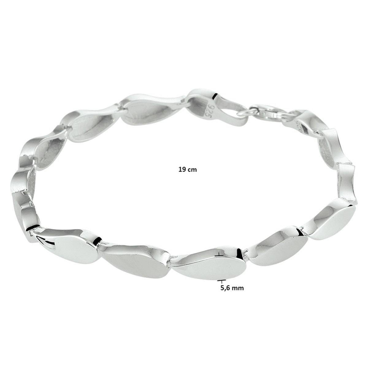 Fantasy Collection Armband poli/mat 5,6 mm 19 cm zilver