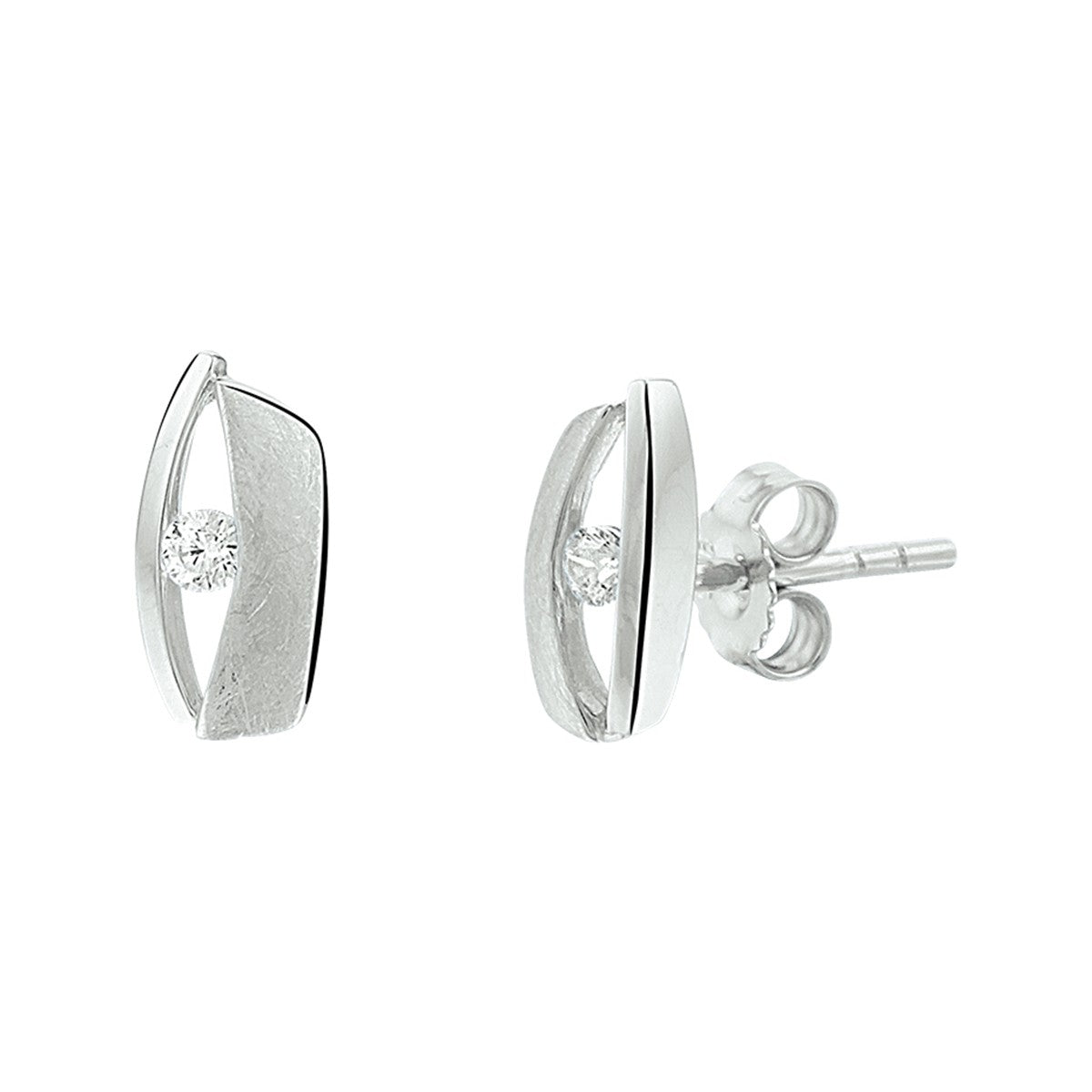Fantasy Collection Oorbellen zirkonia poli/mat zilver
