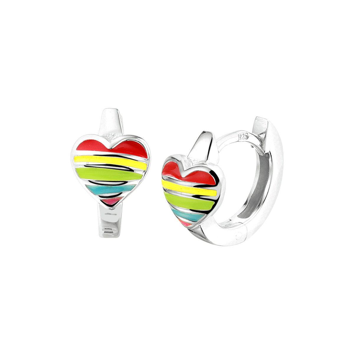 Fantasy Collection Oorbellen hart emaille zilver