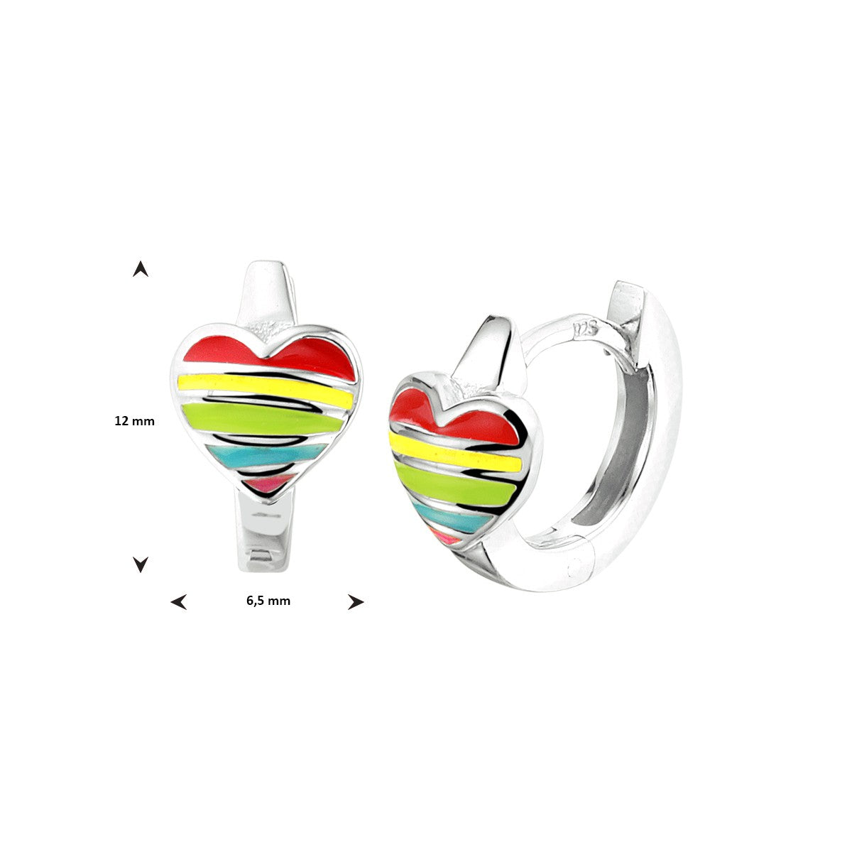 Fantasy Collection Oorbellen hart emaille zilver