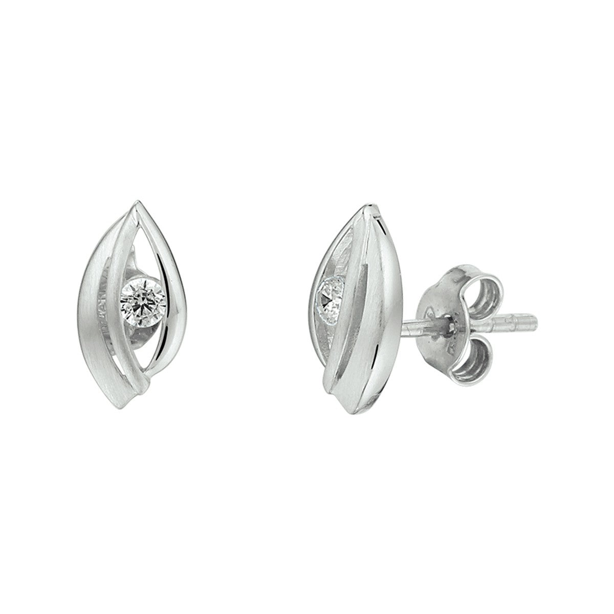 Fantasy Collection Oorbellen poli/mat zirkonia 11 mm zilver