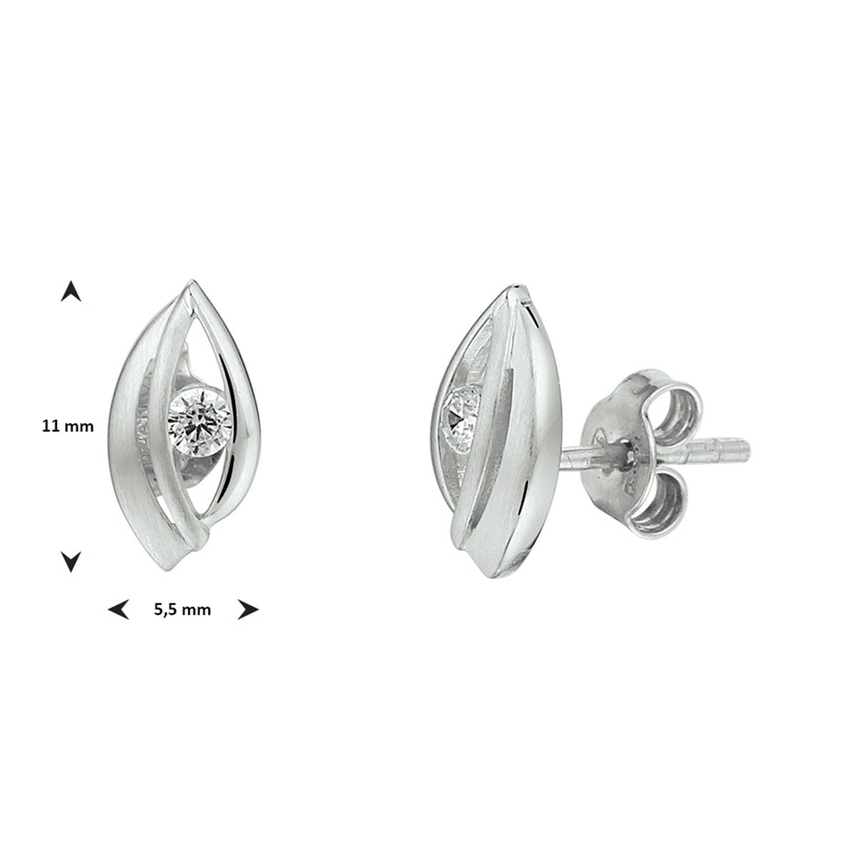 Fantasy Collection Oorbellen poli/mat zirkonia 11 mm zilver