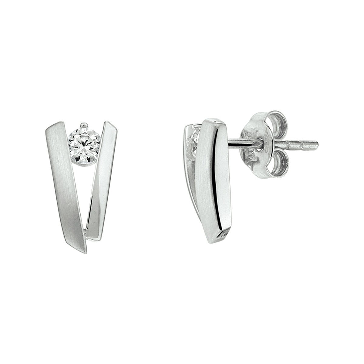 Fantasy Collection Oorbellen poli/mat zirkonia 11 mm zilver