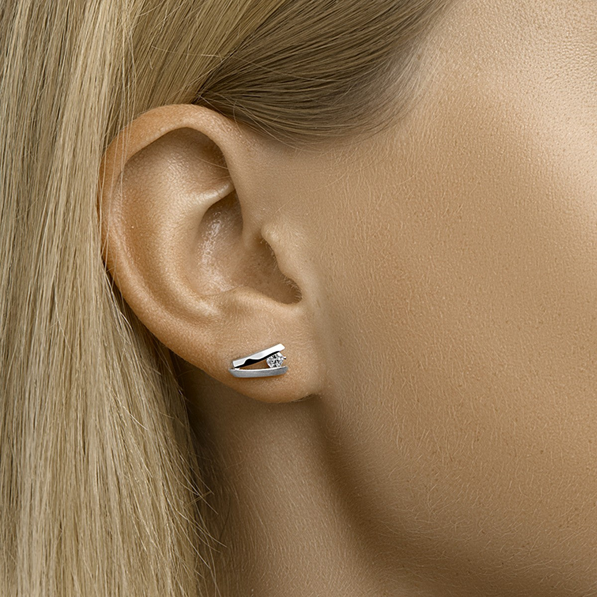Fantasy Collection Oorbellen poli/mat zirkonia 11 mm zilver