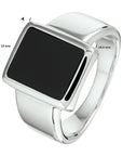 Gerhodineerd Zilver Zegelring Onyx 12 X 10Mm 1332902 - PansiteNederland.nl