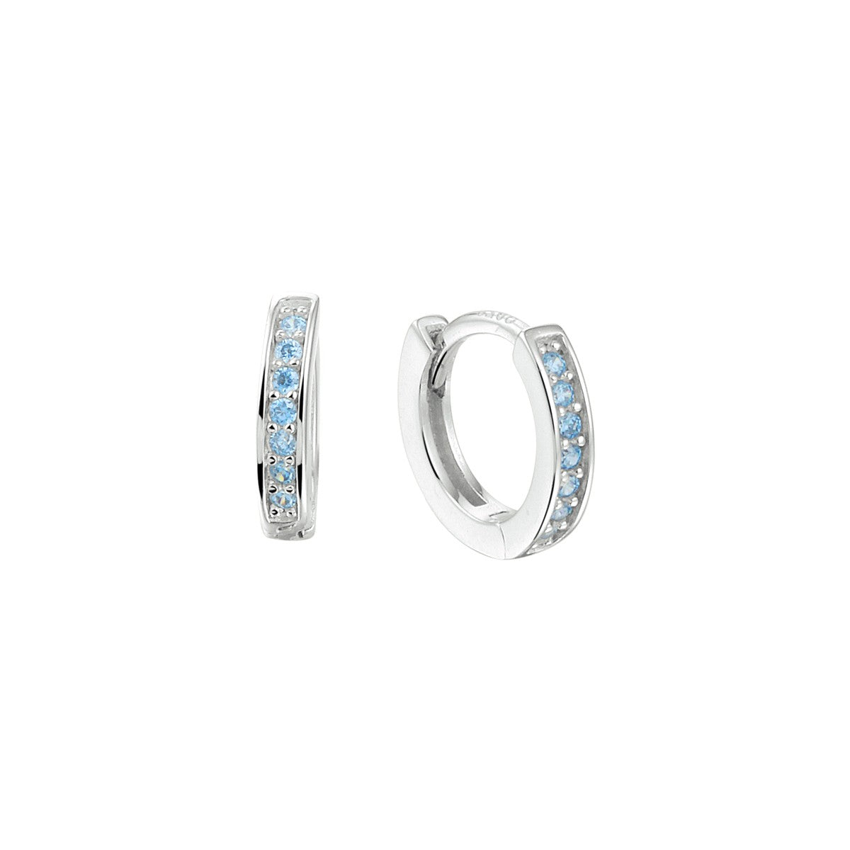 Fantasy Collection Oorbellen blauw zirkonia 9 mm zilver