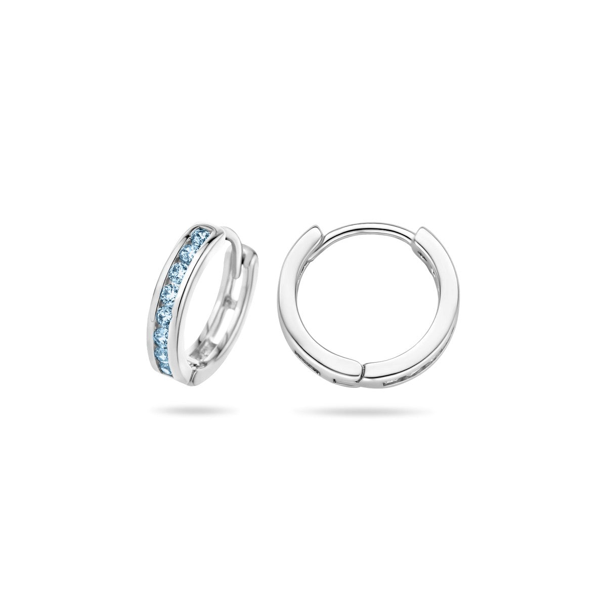Oorbellen blauw zirkonia 12,5 mm zilver