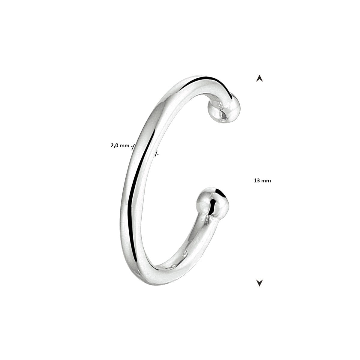 Fantasy Collection Earcuff 13 mm zilver oorbellen
