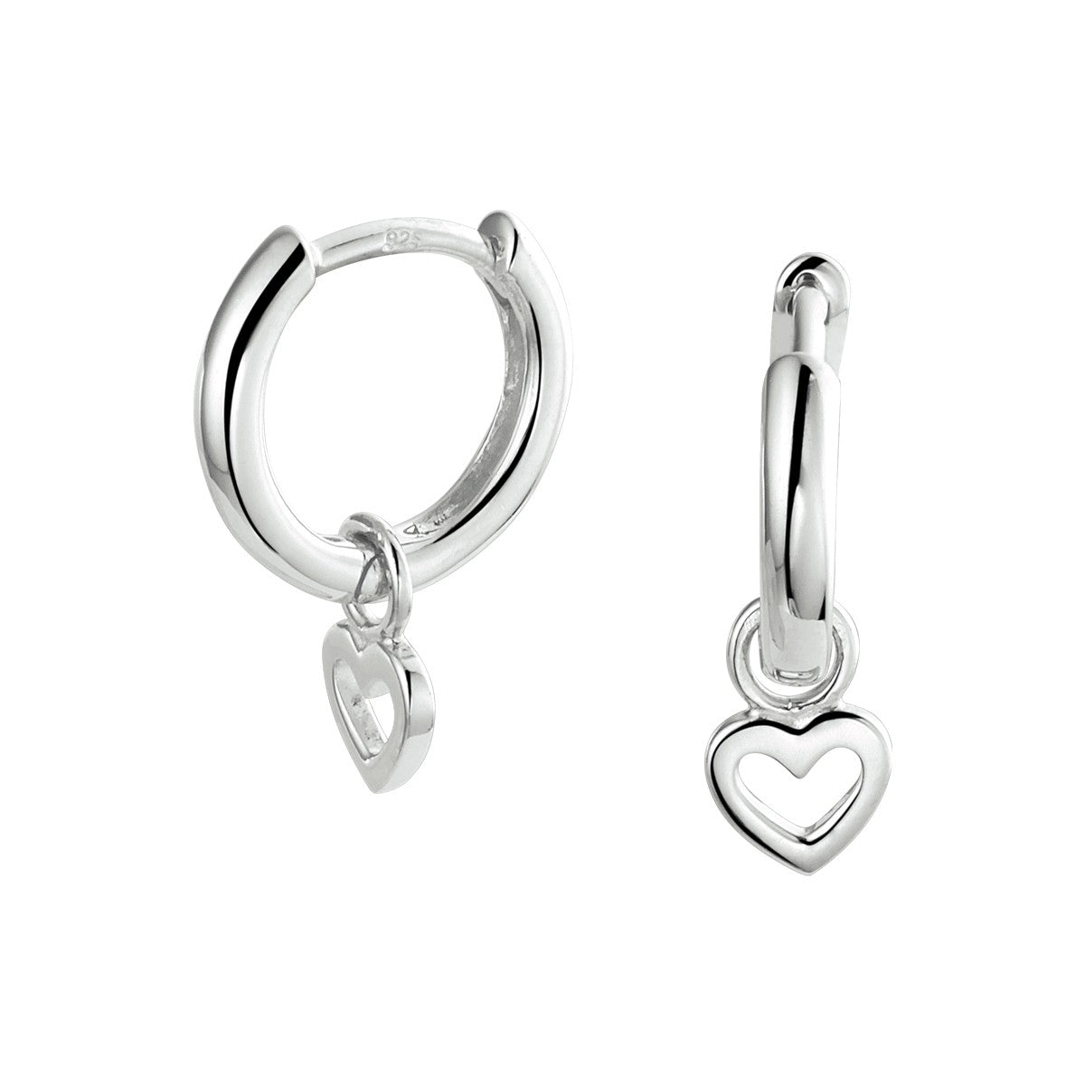 Fantasy Collection Oorbellen hart zilver