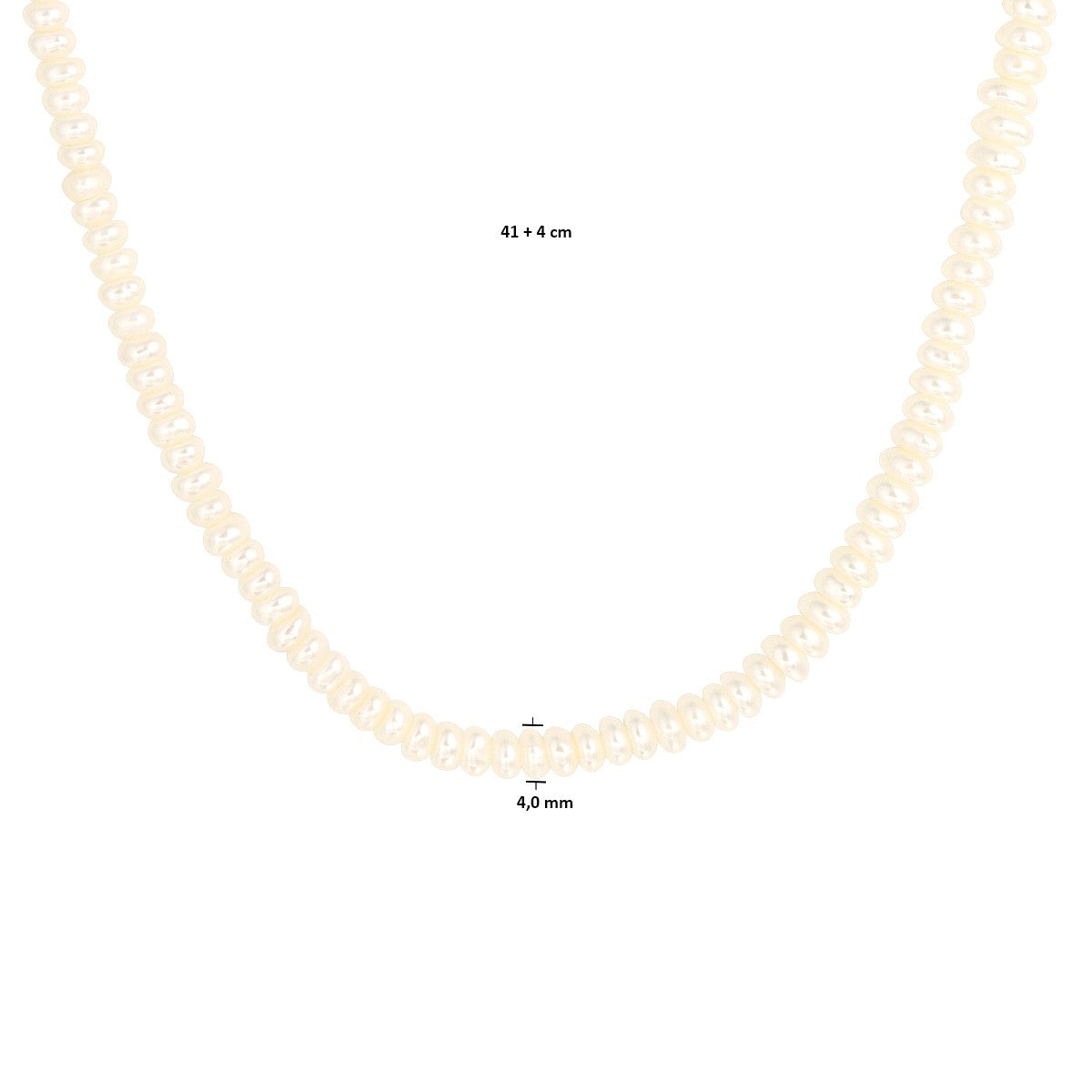 Fantasy Collection Collier parel 4,0 mm 41 + 4 cm zilver