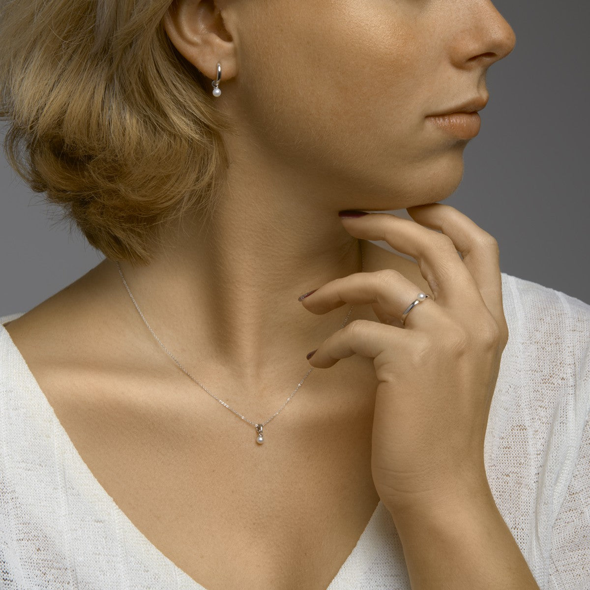 Fantasy Collection Oorbellen parel zilver