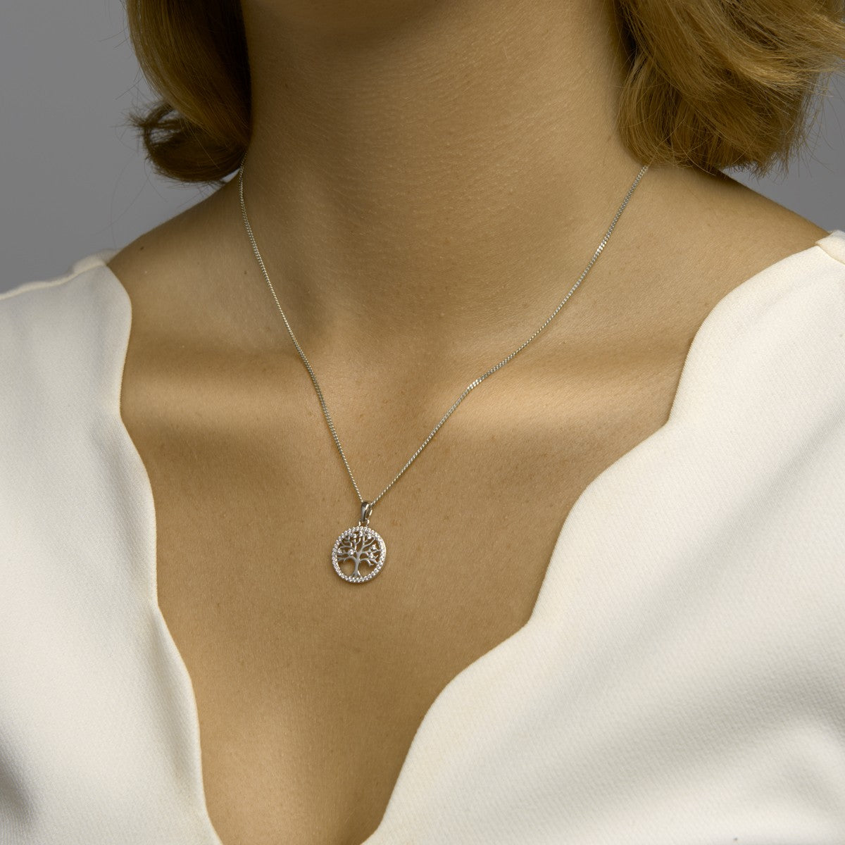 Fantasy Collection Hanger levensboom zirkonia 20 mm zilver