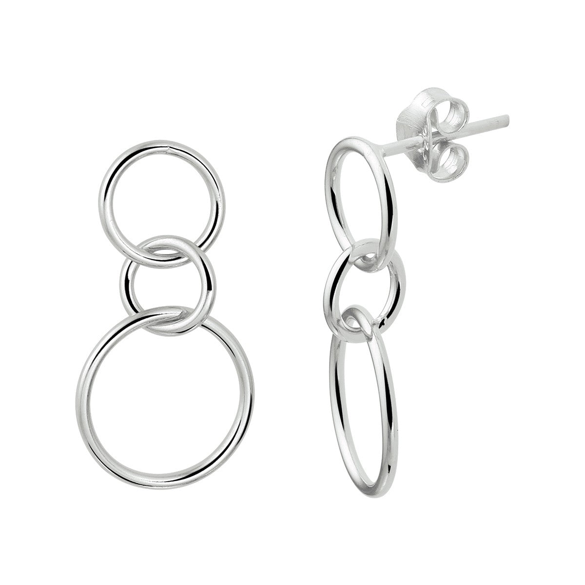 Fantasy Collection Hangende oorbellen rondjes zilver