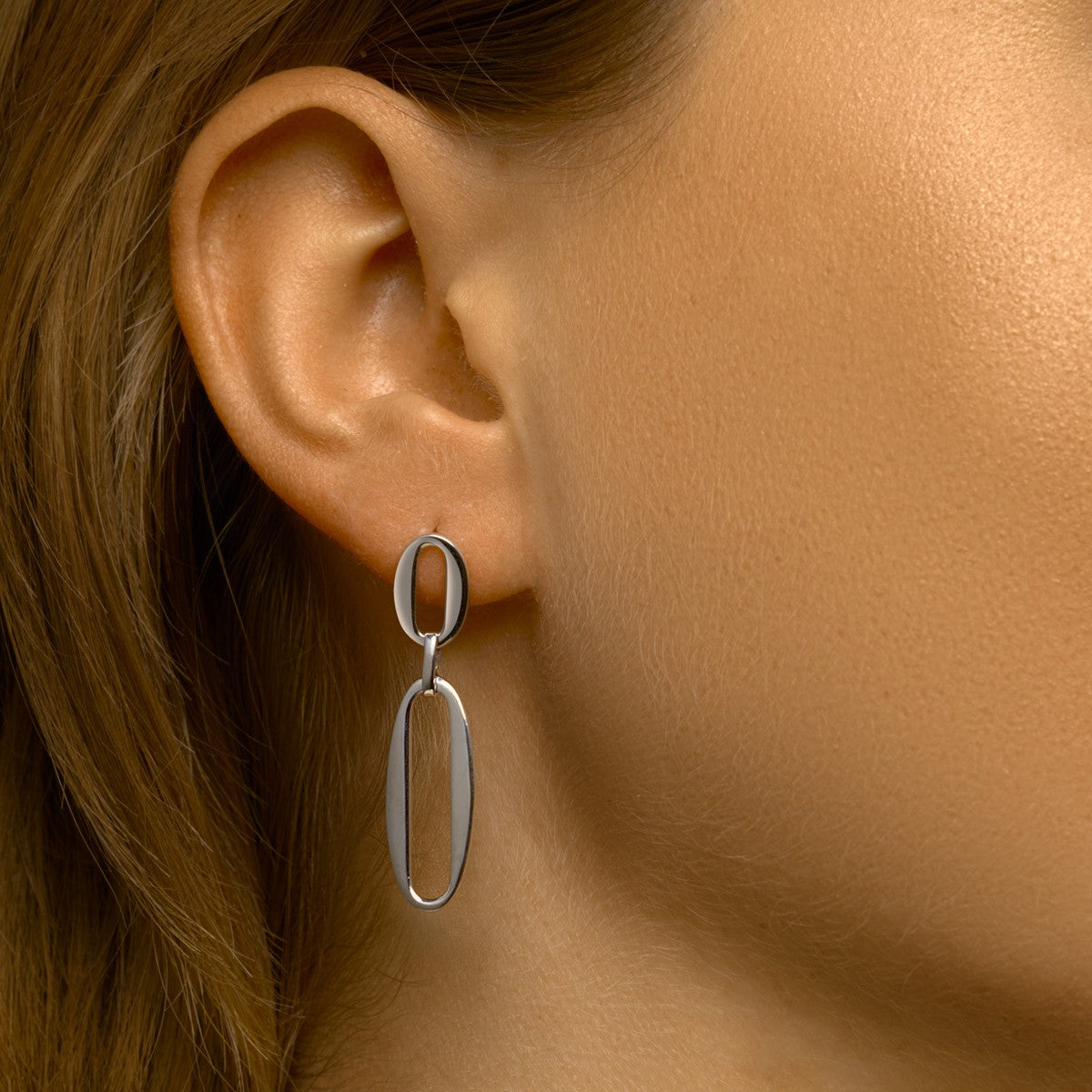 Fantasy Collection Hangende oorbellen paperclip zilver