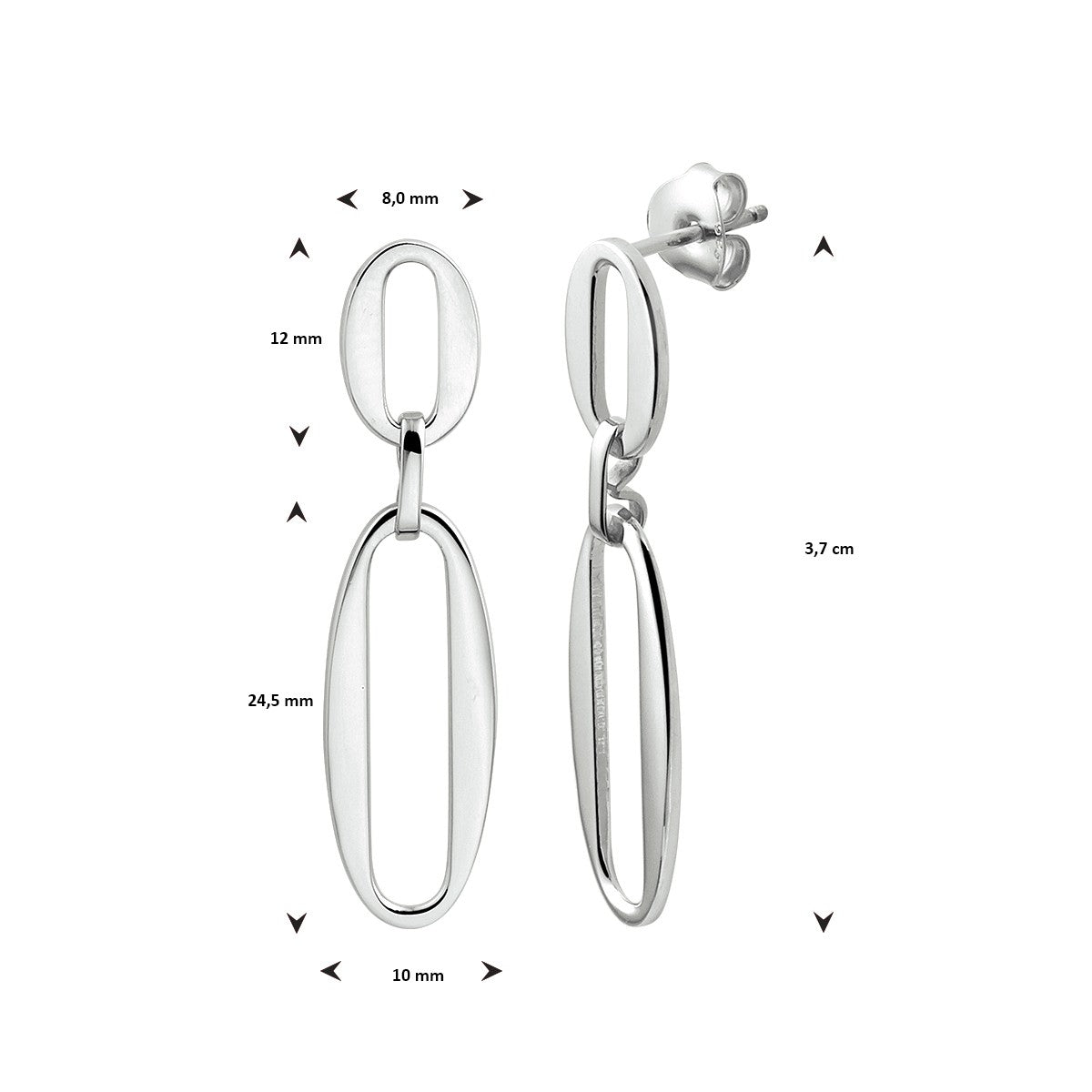 Fantasy Collection Hangende oorbellen paperclip zilver
