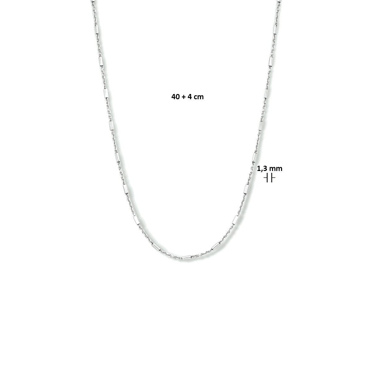 Fantasy Collection Collier buisjes 1,3 mm 40 + 4 cm zilver