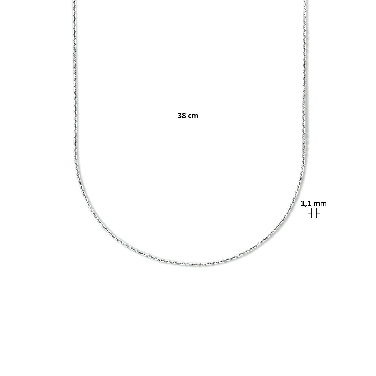 Fantasy Collection Collier anker gediamanteerd 1,1 mm zilver
