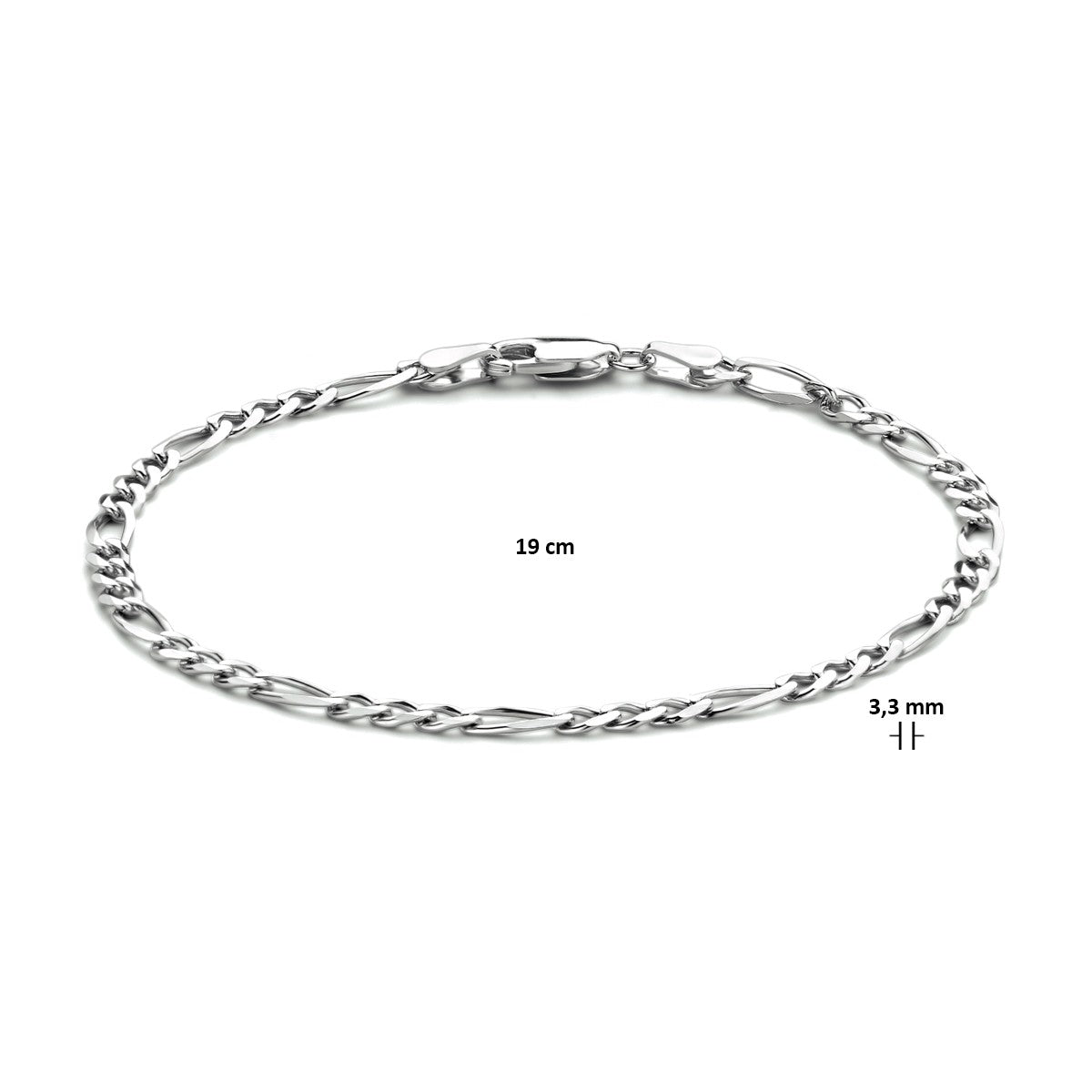 Fantasy Collection Armband figaro 3,3 mm zilver