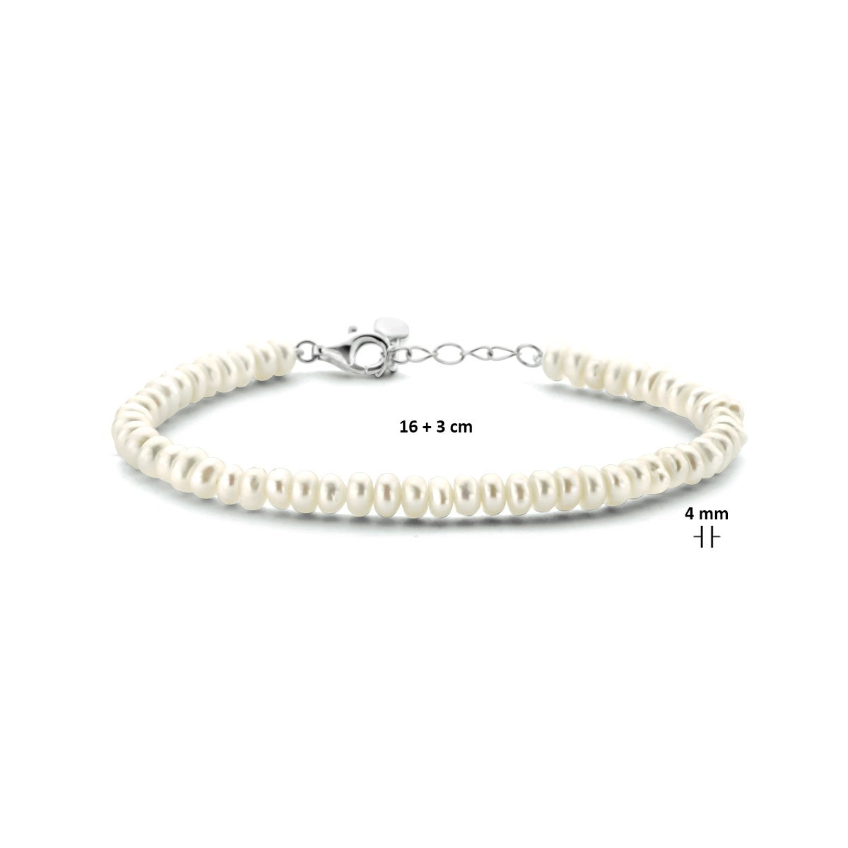 Fantasy Collection Armband parel 4,0 mm 16 + 3 cm zilver