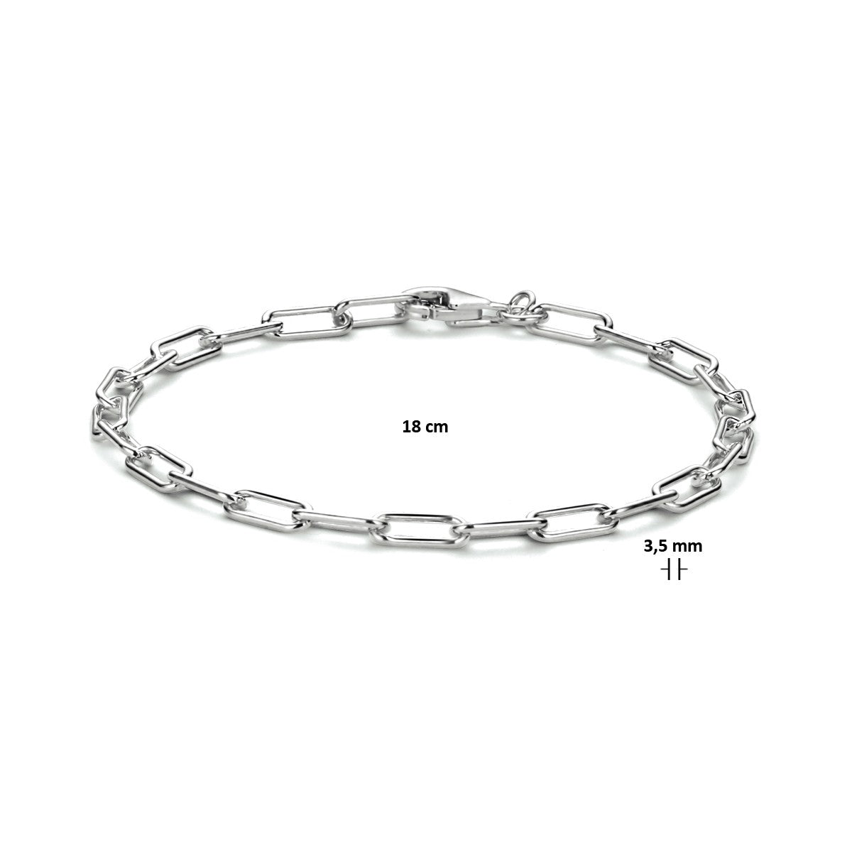Fantasy Collection Armband paperclip ronde buis 3,5 mm 18 cm zilver - PSN1333628