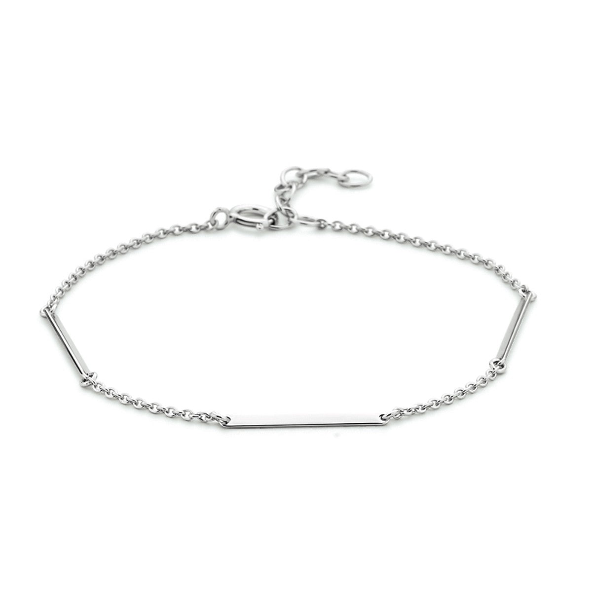 Fantasy Collection Armband balkjes 1,6 mm 15,5 + 2,5 mm zilver
