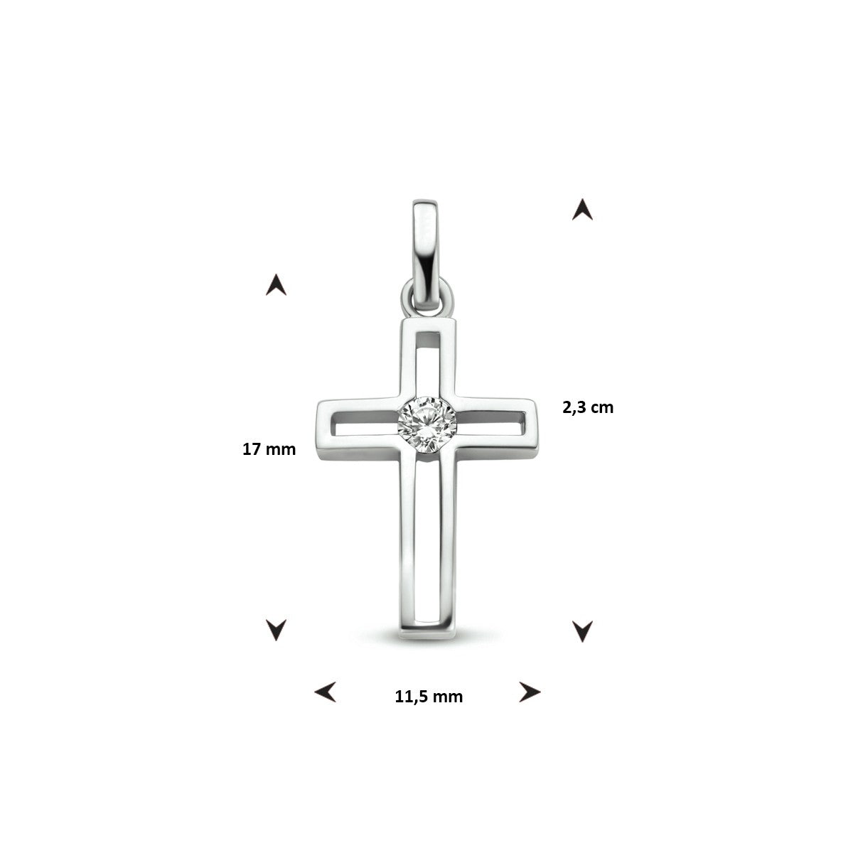 Fantasy Collection Hanger kruis zirkonia zilver