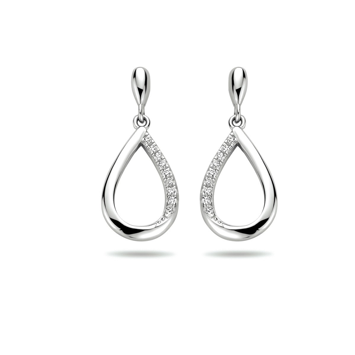 Fantasy Collection Hangende oorbellen druppel zirkonia zilver