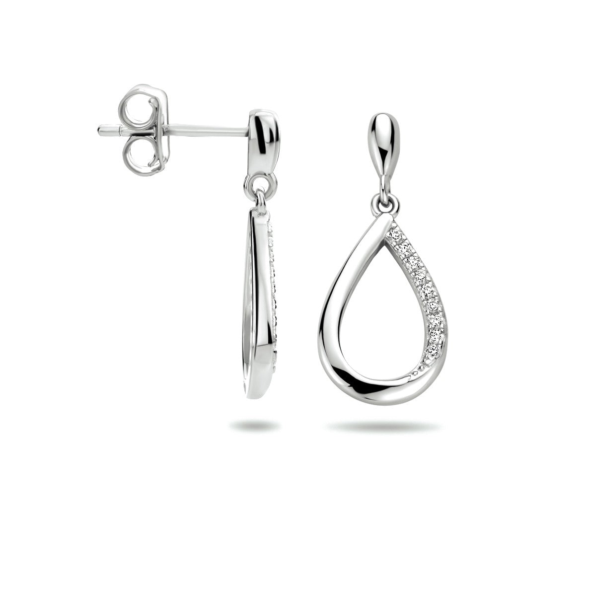 Fantasy Collection Hangende oorbellen druppel zirkonia zilver