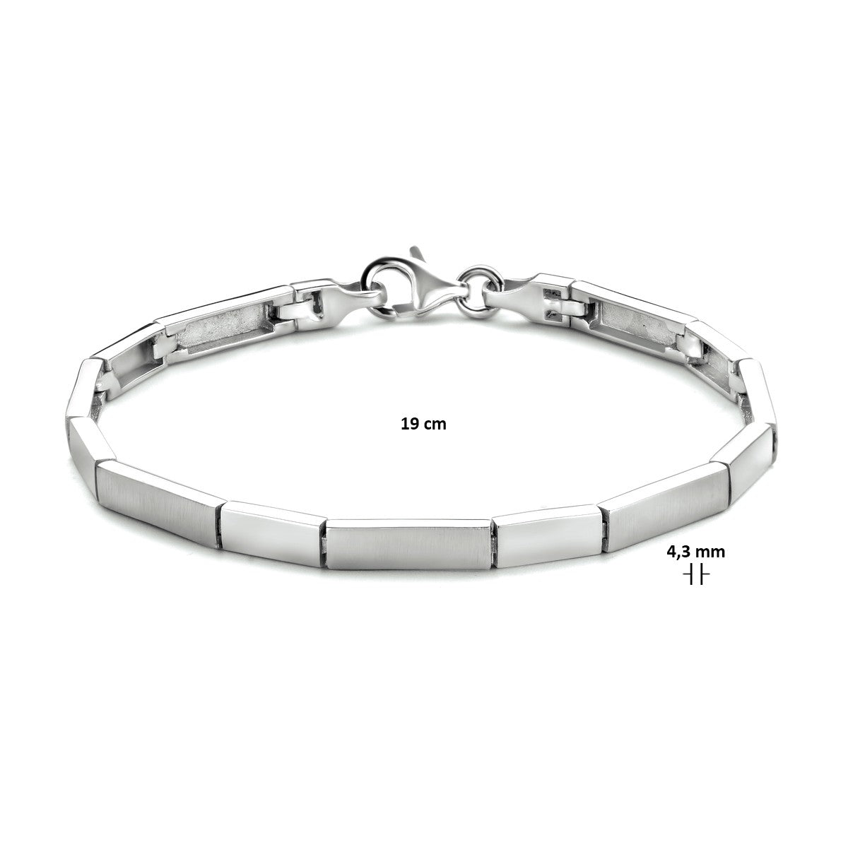 Fantasy Collection Armband 4,3 mm 19 cm poli/mat zilver