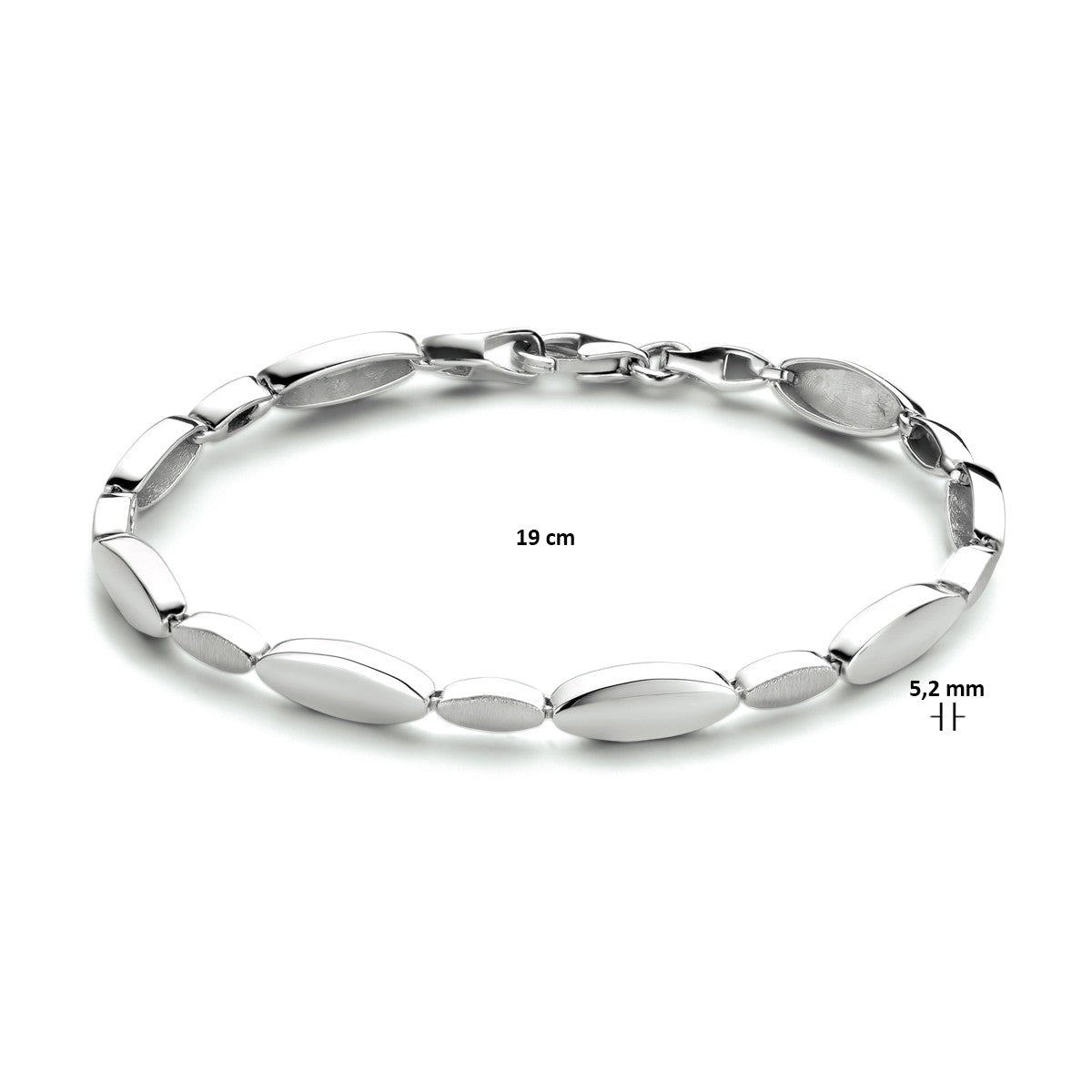 Fantasy Collection Armband 5,2 mm 19 cm poli/mat zilver