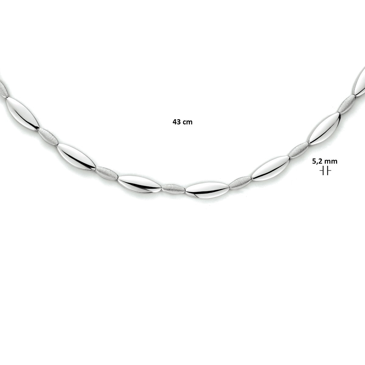 Fantasy Collection Collier 5,2 mm 43 cm poli/mat zilver