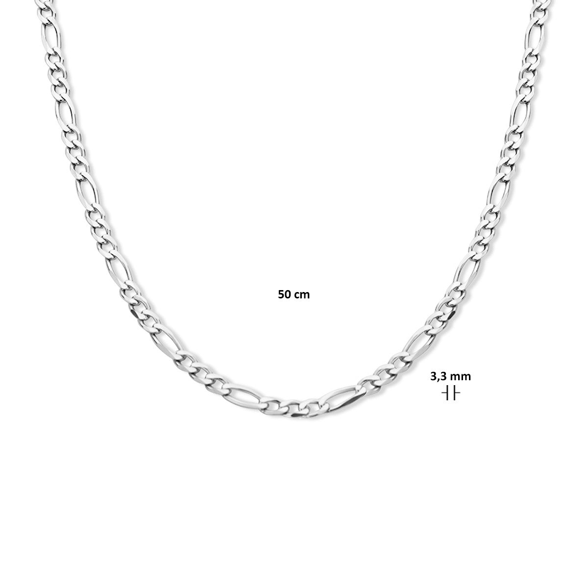 Fantasy Collection Collier figaro 3,3 mm zilver