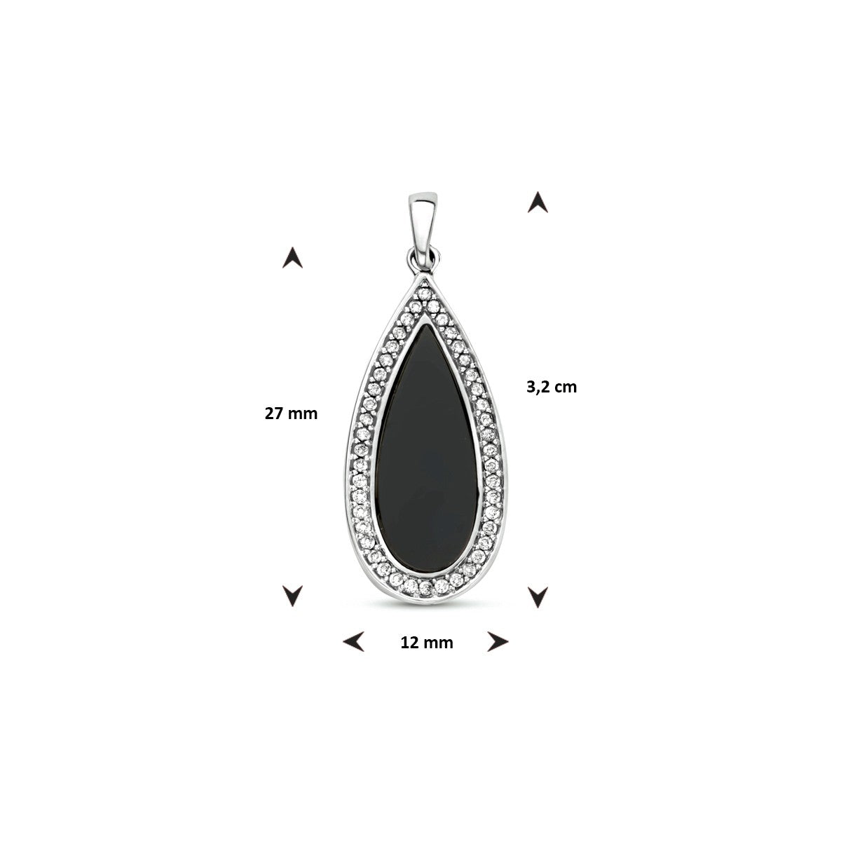 Fantasy Collection Hanger onyx en zirkonia zilver