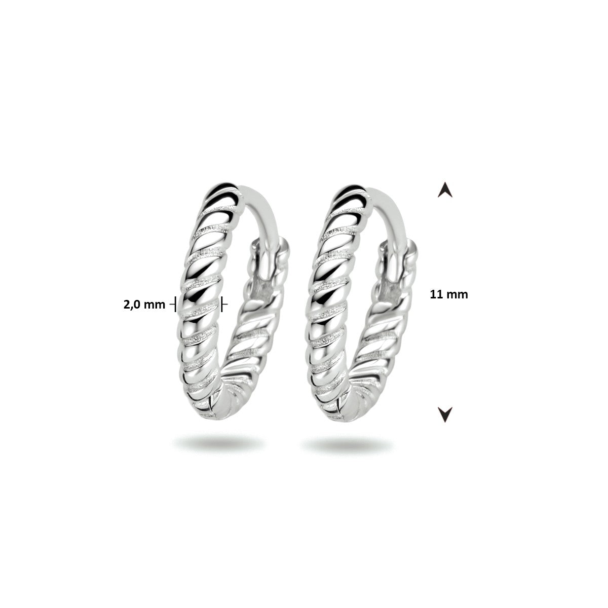 Fantasy Collection Oorbellen gedraaid 11 mm zilver
