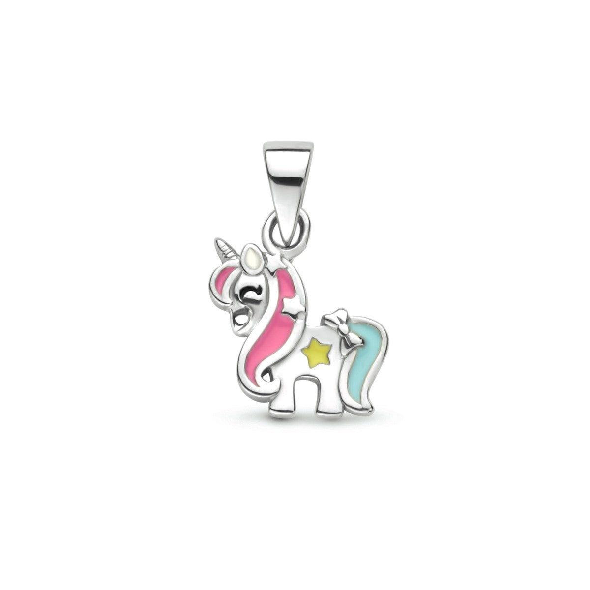 Fantasy Collection Hanger emaille eenhoorn zilver
