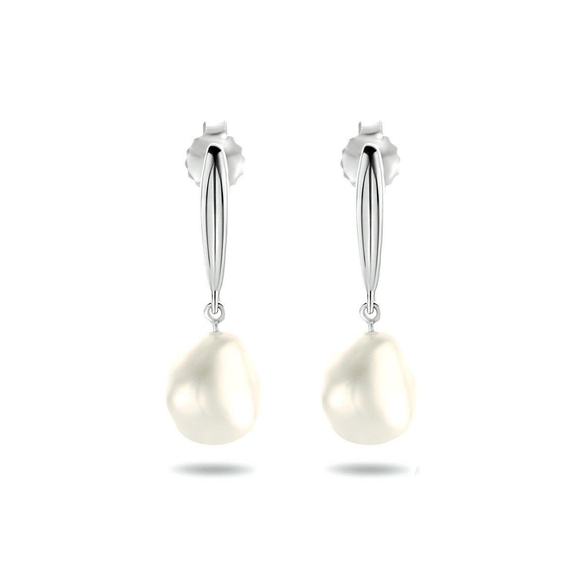 Fantasy Collection Hangende oorbellen parel zilver