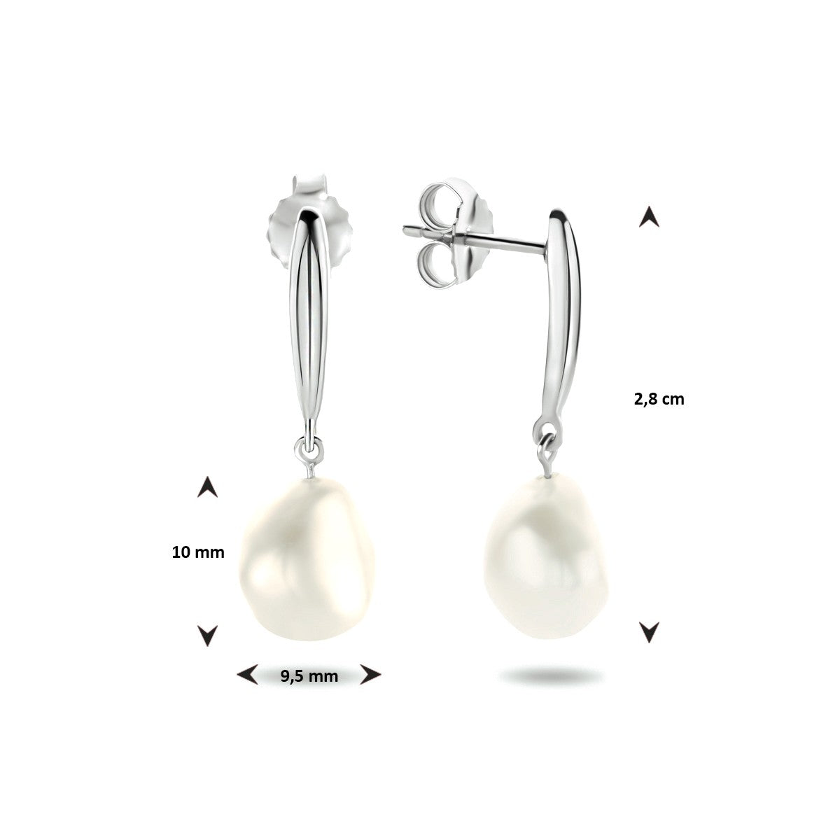 Fantasy Collection Hangende oorbellen parel zilver