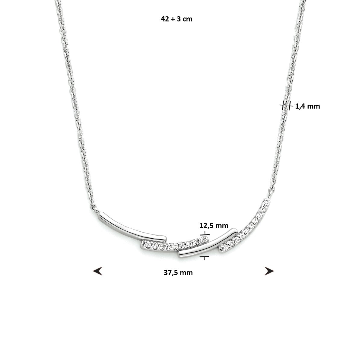 Fantasy Collection Collier zirkonia 42 + 3 cm zilver
