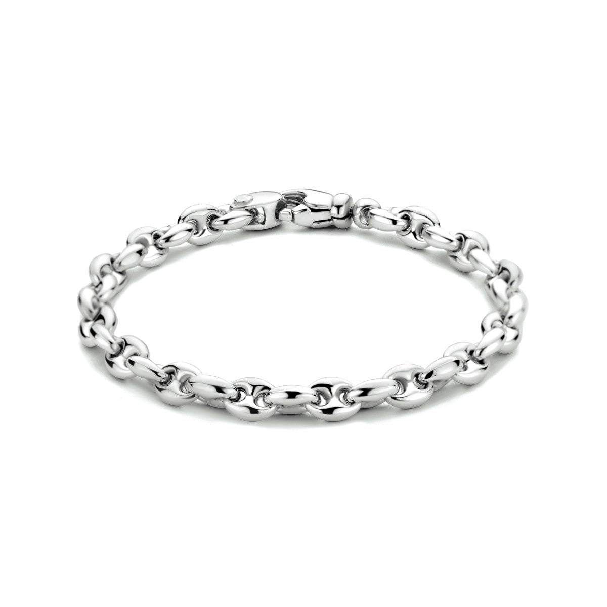 Fantasy Collection Armband koffieboon 6,2 mm 19 cm zilver