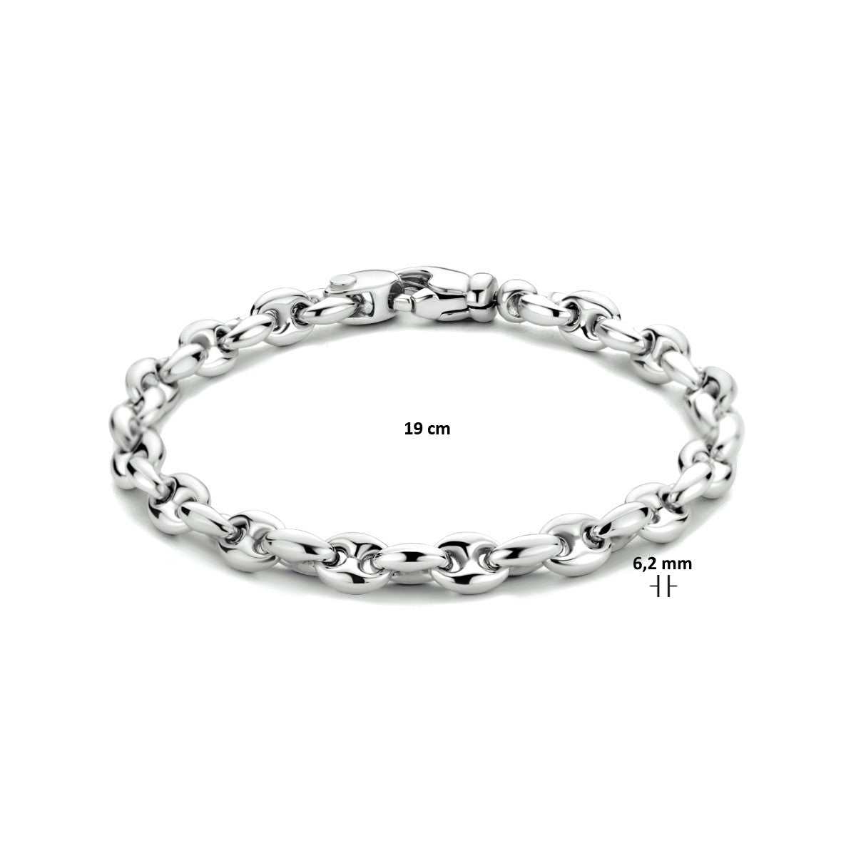 Fantasy Collection Armband koffieboon 6,2 mm 19 cm zilver