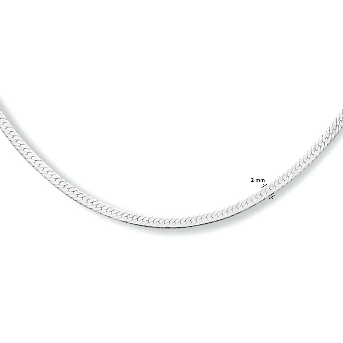 Collier slang plat zilver