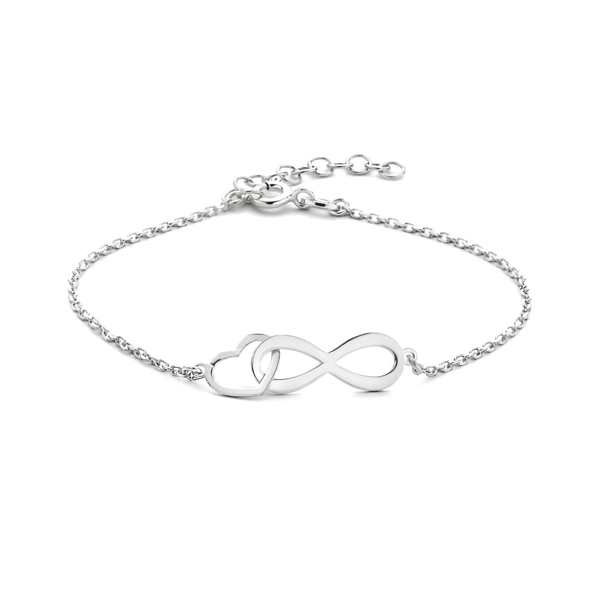 Fantasy Collection Armband infinity en hart 16 + 3 cm zilver