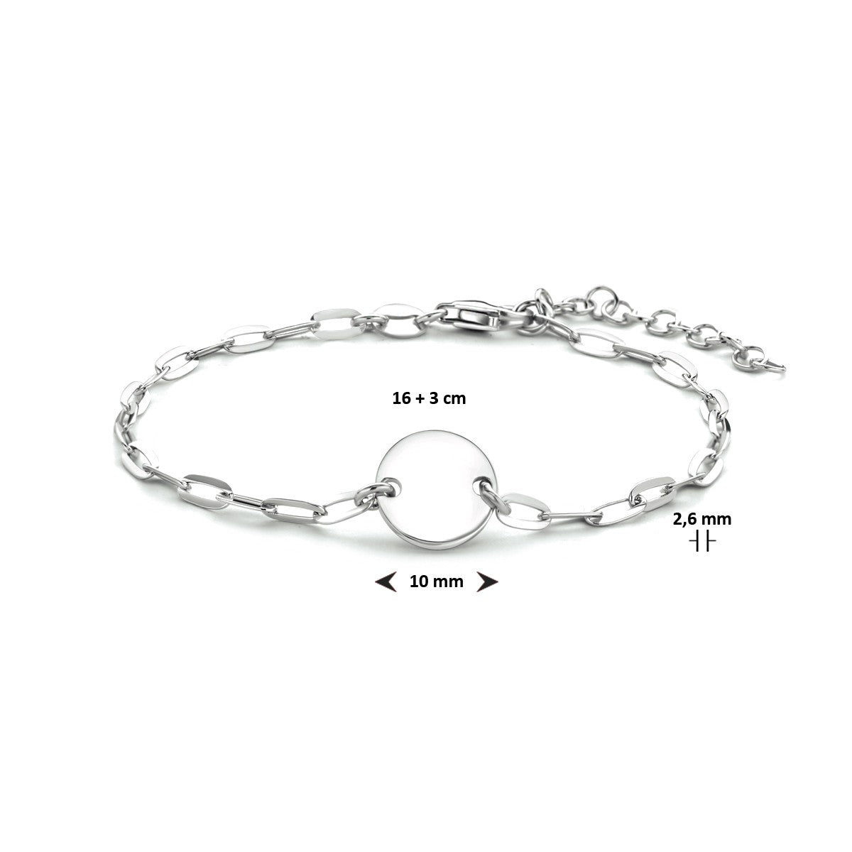 Fantasy Collection Armband rondje 16 + 3 cm zilver