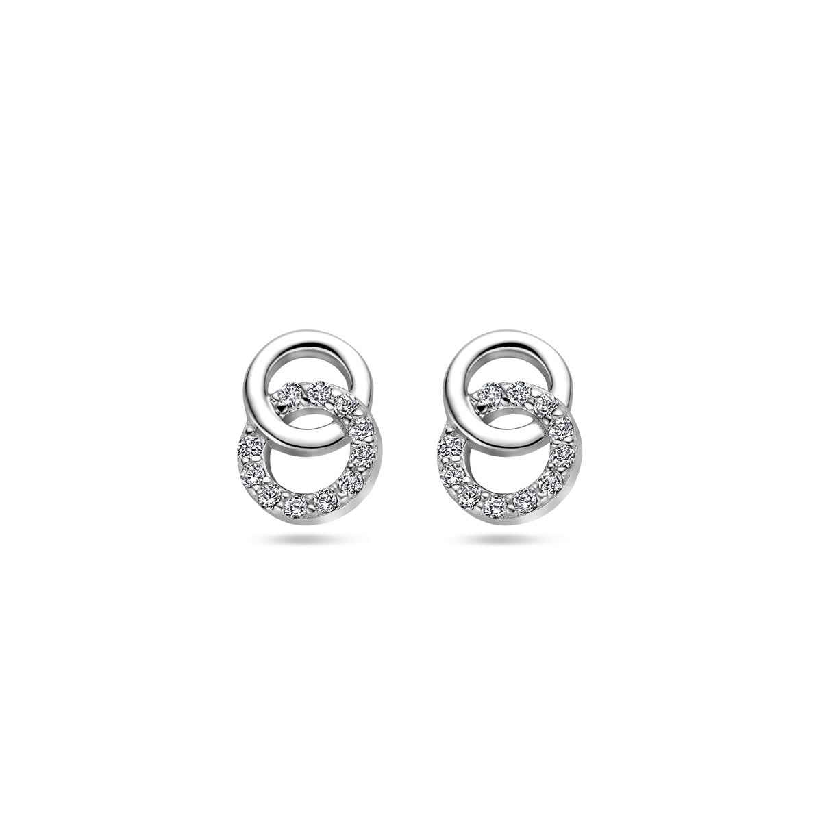 Fantasy Collection Oorbellen rondjes zirkonia 10 mm zilver