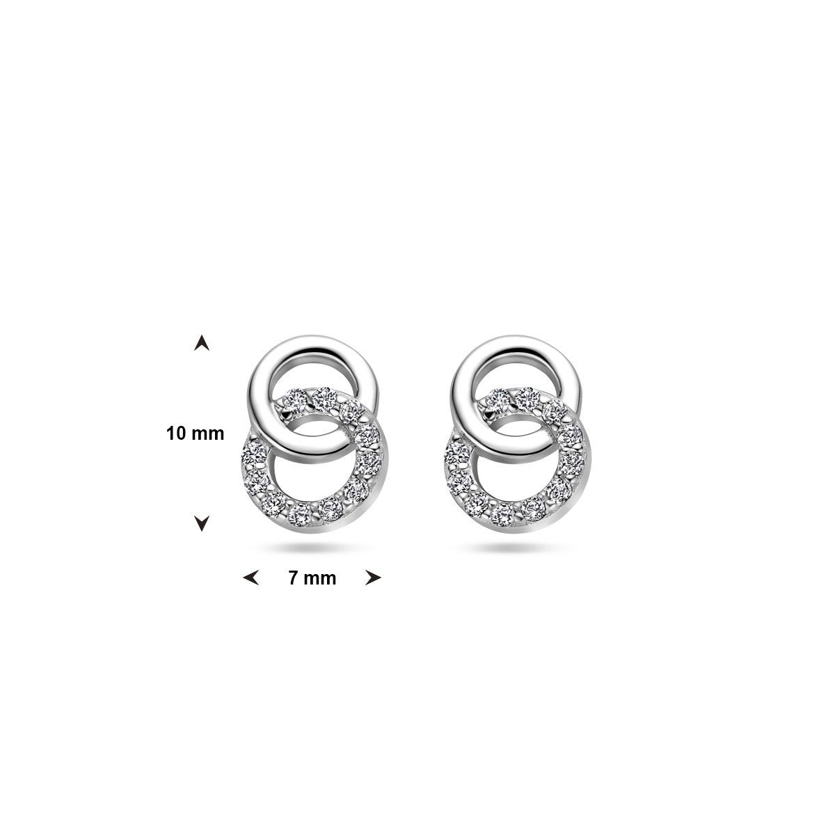 Fantasy Collection Oorbellen rondjes zirkonia 10 mm zilver